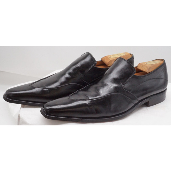 Battaglia Men’s US 9 EUR 42 Black Italian Leather Square Toe Slip On Dress Shoes main image 8